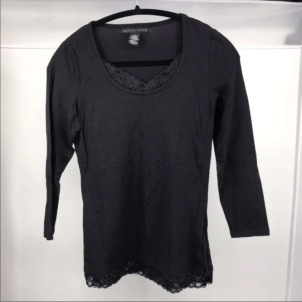 Apostrophe Black Lace trim Top Shirt S